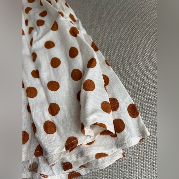 New Zara Polka Dot Mini Dress With Ties In Brown/Cream Size XS - Picture 6 of 12
